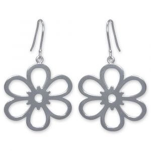 Open Daisy Flower Earrings - Sterling Silver