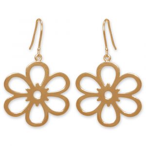 Open Daisy Flower Earrings - Yellow Gold