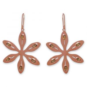 Agapanthus Flower Earrings - Orange Citrine - Rose Gold