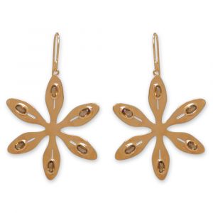 Agapanthus Flower Earrings - Orange Citrine - Yellow Gold