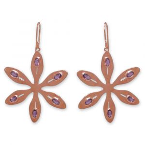 Agapanthus Flower Earrings - Rose Quartz - Rose Gold