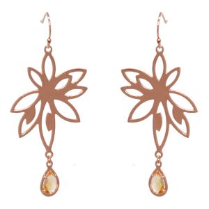 Bromelia Flower Earrings - Orange Citrine - Rose Gold