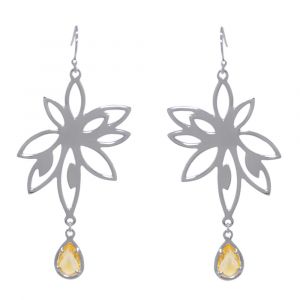 Bromelia Flower Earrings - Orange Citrine - Sterling Silver