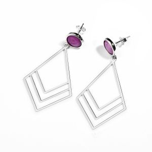 Bougainvillea Flower Earrings - Purple Pearl - Sterling Silver