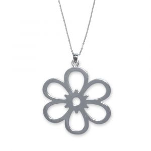 Open Daisy Flower Necklace - Sterling Silver