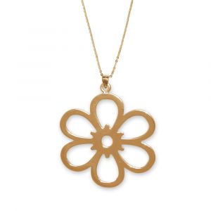 Open Daisy Flower Necklace - Yellow Gold