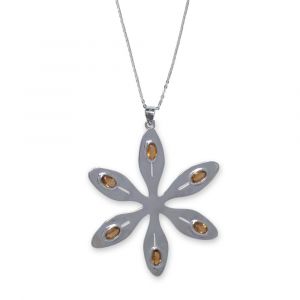 Agapanthus Flower Necklace - Orange Citrine - Sterling Silver