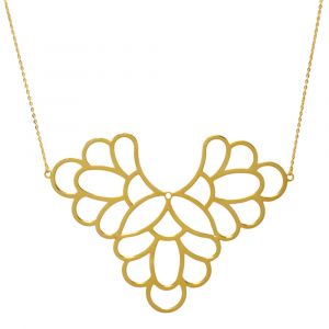 Freesia Flower Big Necklace - Yellow Gold