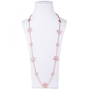 Frangipani Flower Station Necklace - Rose Gold