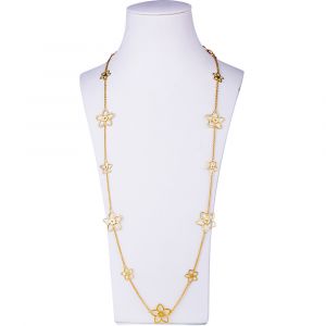 Frangipani Flower Station Necklace - Yellow Gold