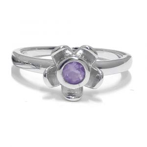 Forget Me Not Flower Ring - Purple Amethyst - Sterling Silver