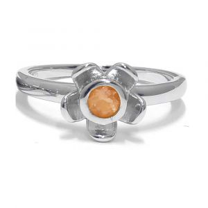 Forget Me Not Flower Ring - Orange Citrine - Rose Gold