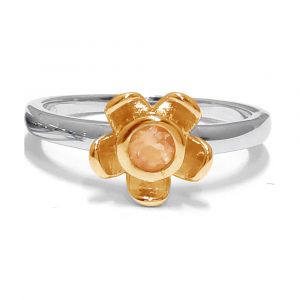 Forget Me Not Flower Ring - Orange Citrine - Sterling Silver