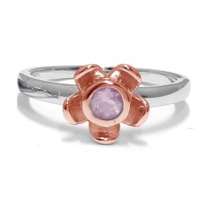 Forget Me Not Flower Ring - Rose Quarts - Rose Gold