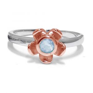 Forget Me Not Flower Ring - Blue Topaz- Rose Gold